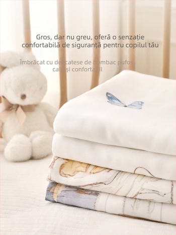 Pătură de aruncat pentru bebeluși — fibre de bambus, model desen animat, siguranță Clasă A, potrivită pentru sugari și copii mici (1–3 ani), pe tot parcursul anului
