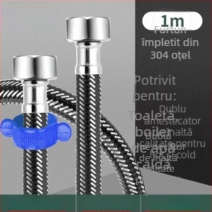 Innovator 304 țeavă împletită din oțel inoxidabil - rezistentă la explozie, înaltă presiune, furtun de alimentare cu apă pentru boilere și toalete, capete din oțel duble, stil modern minimalist