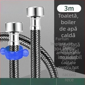 Innovator 304 țeavă împletită din oțel inoxidabil - rezistentă la explozie, înaltă presiune, furtun de alimentare cu apă pentru boilere și toalete, capete din oțel duble, stil modern minimalist