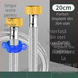 Innovator 304 țeavă împletită din oțel inoxidabil - rezistentă la explozie, înaltă presiune, furtun de alimentare cu apă pentru boilere și toalete, capete din oțel duble, stil modern minimalist