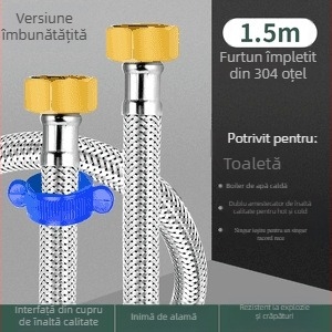 Innovator 304 țeavă împletită din oțel inoxidabil - rezistentă la explozie, înaltă presiune, furtun de alimentare cu apă pentru boilere și toalete, capete din oțel duble, stil modern minimalist