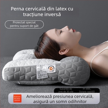 Set de două perne latex pentru susținerea gâtului – formă dreptunghiulară, nucleu tricotat, conținut de latex 80–90%, potrivite pentru dormit pe o parte și pe spate