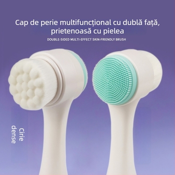 Perie de curățare facială din silicon, cu două fețe — manuală, cu bază de susținere