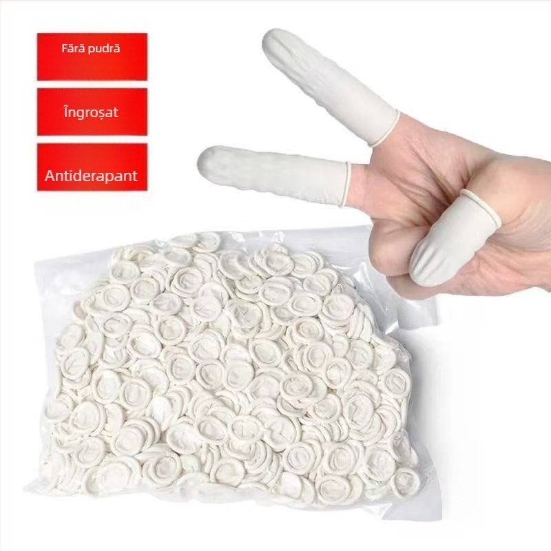 Protecții deget latex, de unică folosință, pentru manichiură – texturate, rezistente la uzură, anti-perforație