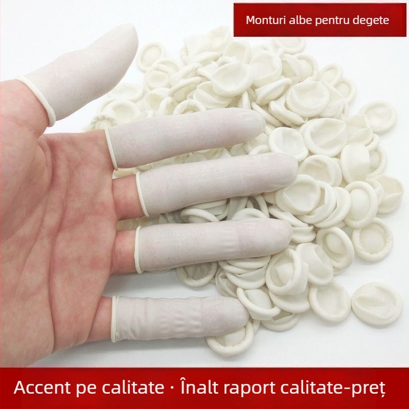 Protecții deget latex, de unică folosință, pentru manichiură – texturate, rezistente la uzură, anti-perforație