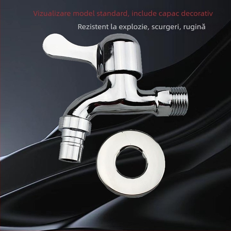 Robinet pentru mașină de spălat, aliaj de zinc, doar apă rece, deschidere rapidă, diametru intrare/ieșire 15 mm