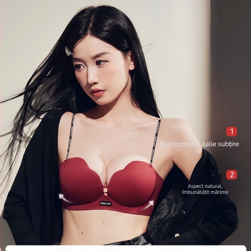  Sutien Push-Up fără sârmă, fără cusături, pentru sâni mici; cupe 3/4, cupe turnate – vârf subțire, bază groasă; bretele fixe duble, închidere spate cu trei rânduri