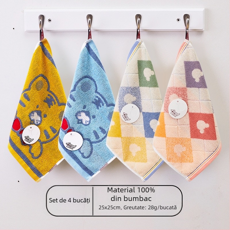 Prosop mic pentru față pentru copii, din bumbac 100%, moale și absorbant, 28 g, 32 fire, prosop pătrat, personalizare cu logo disponibilă.