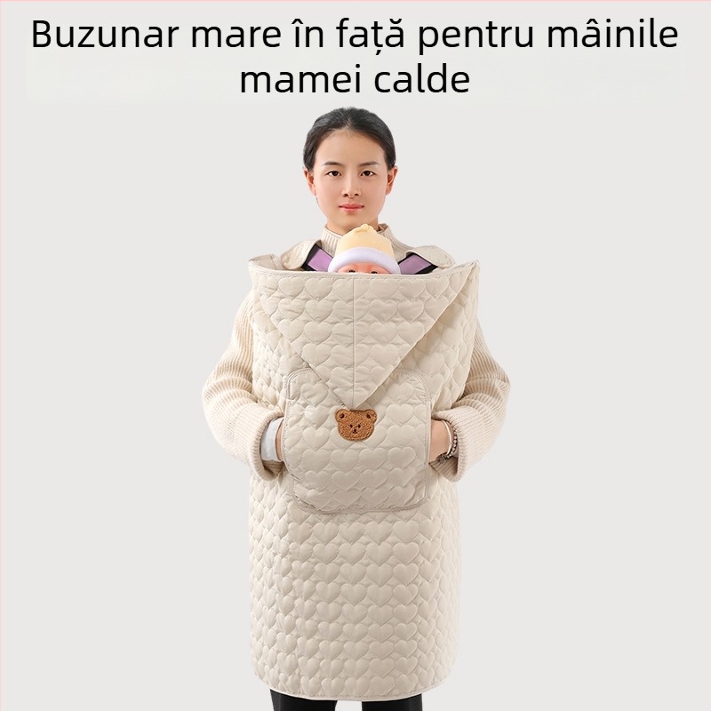 Acoperire pentru cărucior de bebeluși cu pelerină anti-vânt și curea, pătură groasă de iarnă, poliester