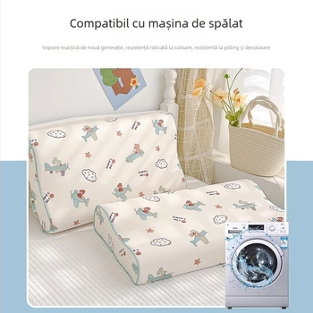 Husă de pernă pentru copii din latex | formă dreptunghiulară, latex natural 90%+, țesătură de bumbac