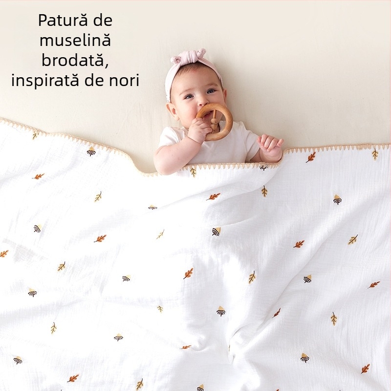 Cuvertură din tifă pentru bebeluși și prosop de baie, respirabilă și prietenoasă cu pielea, pentru toate anotimpurile, 200–300 g