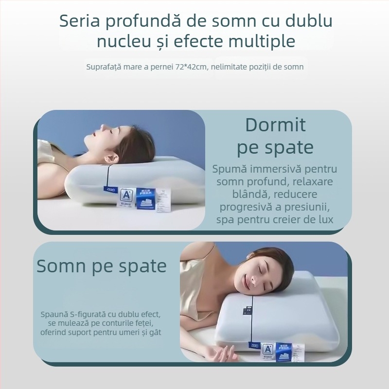 Pernă din spumă cu memorie – stil hotel, formă dreptunghiulară, țesătură Ice Silk, susținere moderată, tăiere 3D