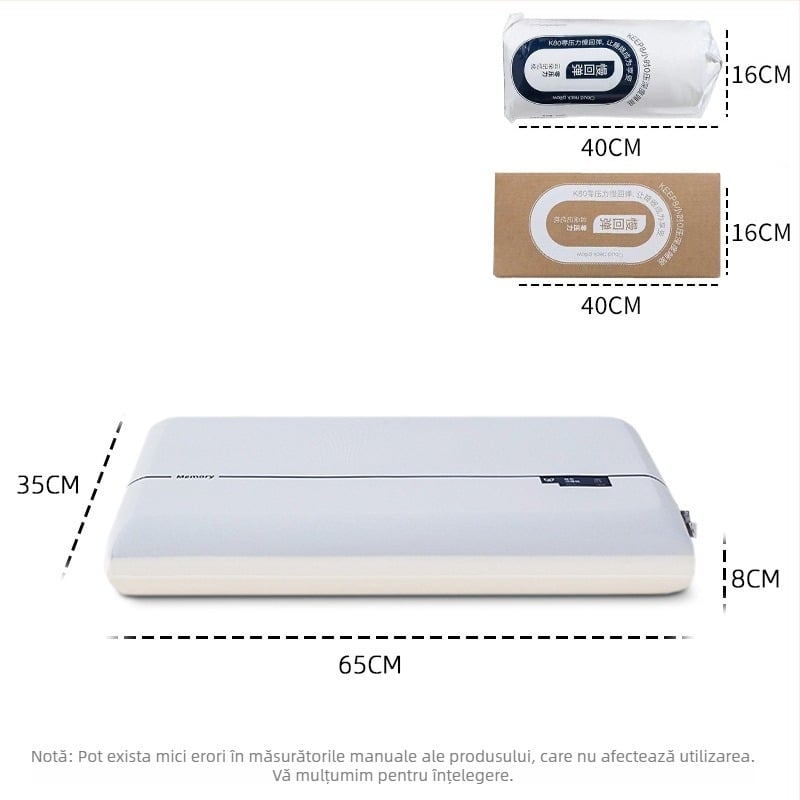 Pernă din spumă cu memorie – stil hotel, formă dreptunghiulară, țesătură Ice Silk, susținere moderată, tăiere 3D