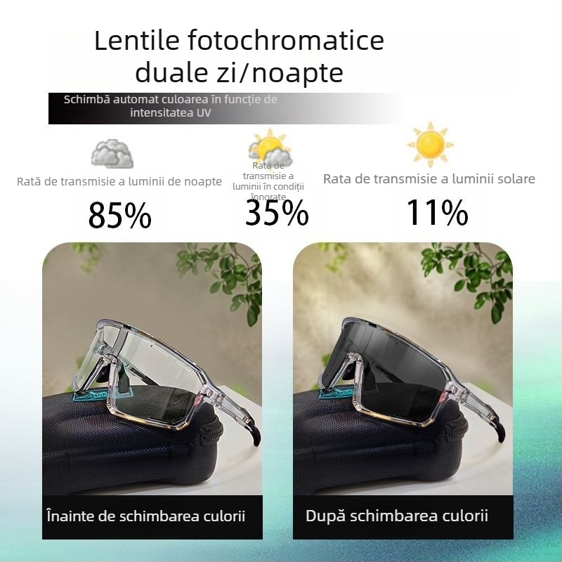 Ochelari polarizati de ciclism cu lentile interschimbabile, pregătiți pentru corecție, pernuțe reglabile pentru nas, compatibili cu bandă pentru cap