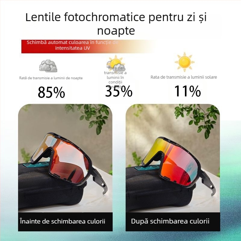 Ochelari polarizati de ciclism cu lentile interschimbabile, pregătiți pentru corecție, pernuțe reglabile pentru nas, compatibili cu bandă pentru cap
