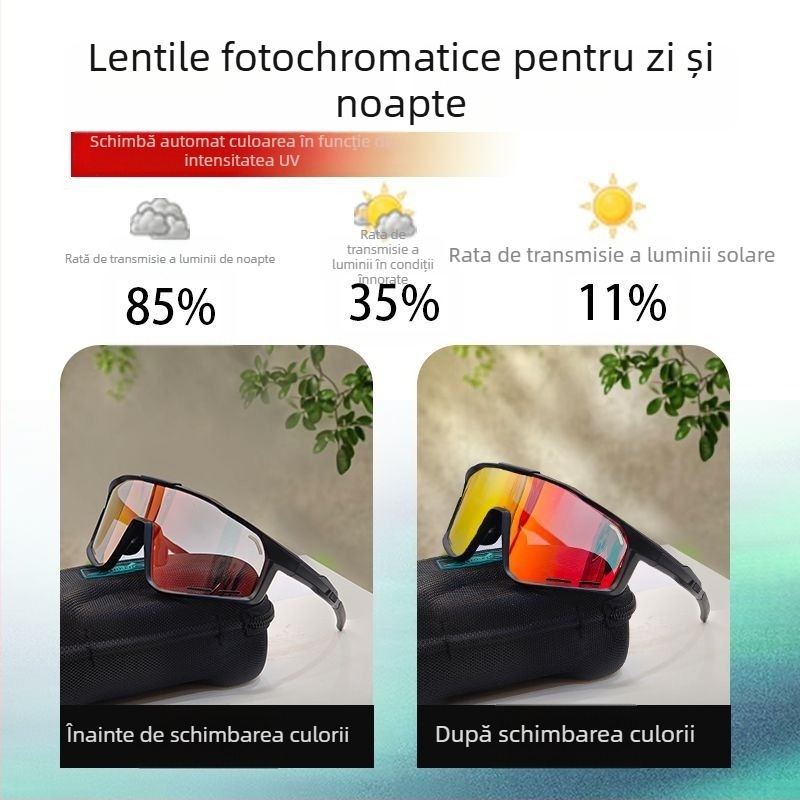 Ochelari polarizati de ciclism cu lentile interschimbabile, pregătiți pentru corecție, pernuțe reglabile pentru nas, compatibili cu bandă pentru cap