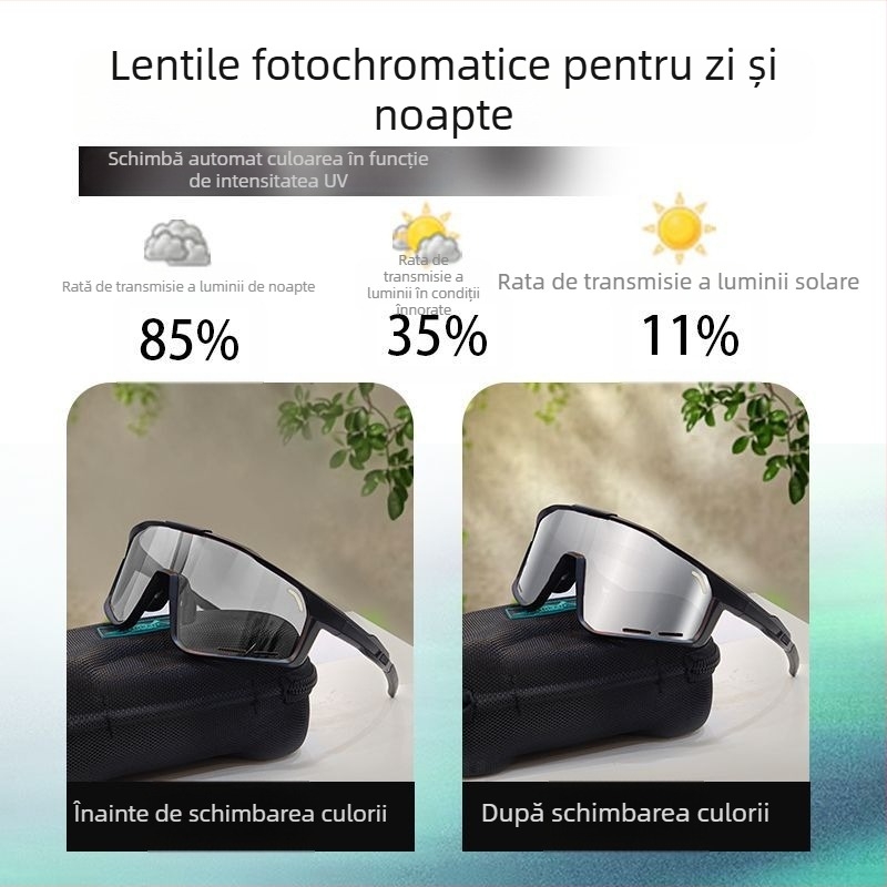 Ochelari polarizati de ciclism cu lentile interschimbabile, pregătiți pentru corecție, pernuțe reglabile pentru nas, compatibili cu bandă pentru cap