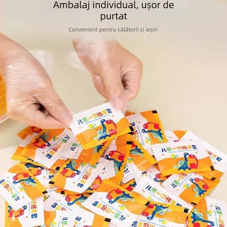 Mănuși de unică folosință pentru copii, siguranță alimentară, material PE, ambalate individual, brand Anyou Shield, tip: de unică folosință, pentru prelucrarea alimentelor