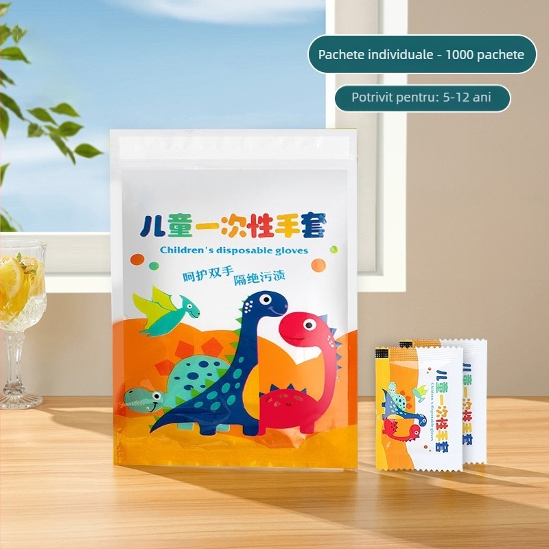 Mănuși de unică folosință pentru copii, siguranță alimentară, material PE, ambalate individual, brand Anyou Shield, tip: de unică folosință, pentru prelucrarea alimentelor