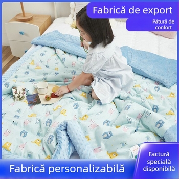 Cuvertură pentru bebeluți cu umplutură din fire de mătase, țesătură 100% bumbac, stil desen animat, pentru 2-3 ani, primăvară și toamnă