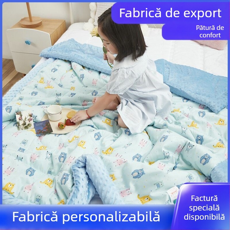 Cuvertură pentru bebeluți cu umplutură din fire de mătase, țesătură 100% bumbac, stil desen animat, pentru 2-3 ani, primăvară și toamnă