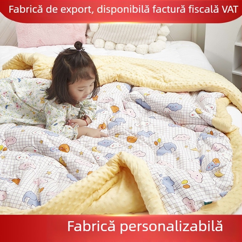 Cuvertură pentru bebeluți cu umplutură din fire de mătase, țesătură 100% bumbac, stil desen animat, pentru 2-3 ani, primăvară și toamnă