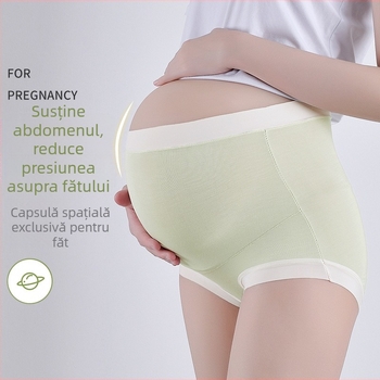Chiloți maternitate din Modal, talie înaltă, suport pentru abdomen, material respirabil și zonă antibacteriană
