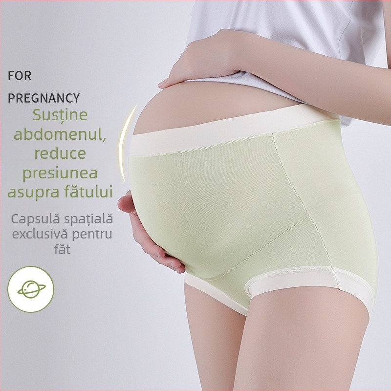 Chiloți maternitate din Modal, talie înaltă, suport pentru abdomen, material respirabil și zonă antibacteriană