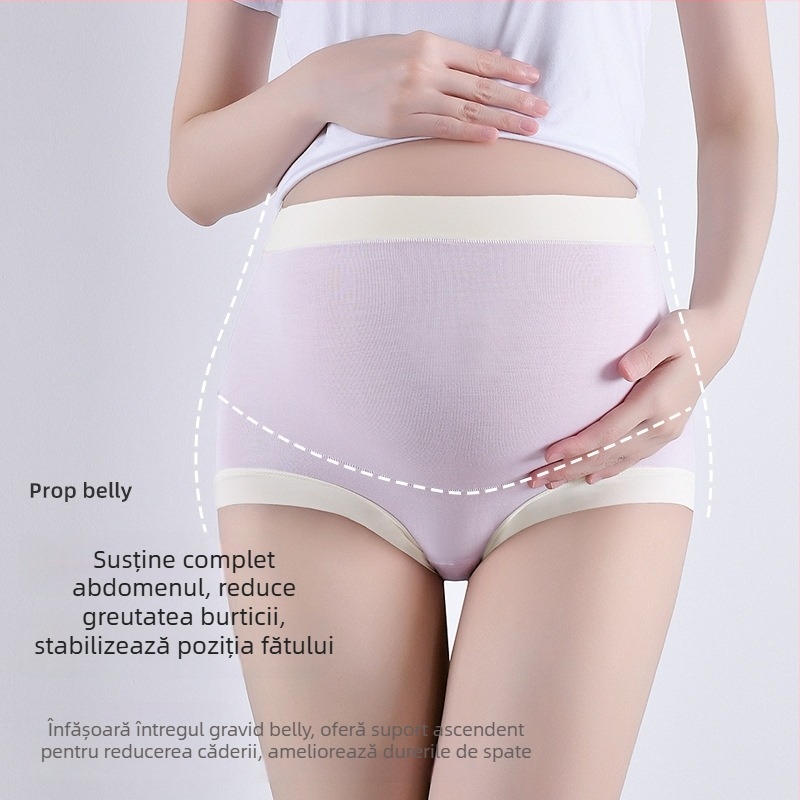 Chiloți maternitate din Modal, talie înaltă, suport pentru abdomen, material respirabil și zonă antibacteriană
