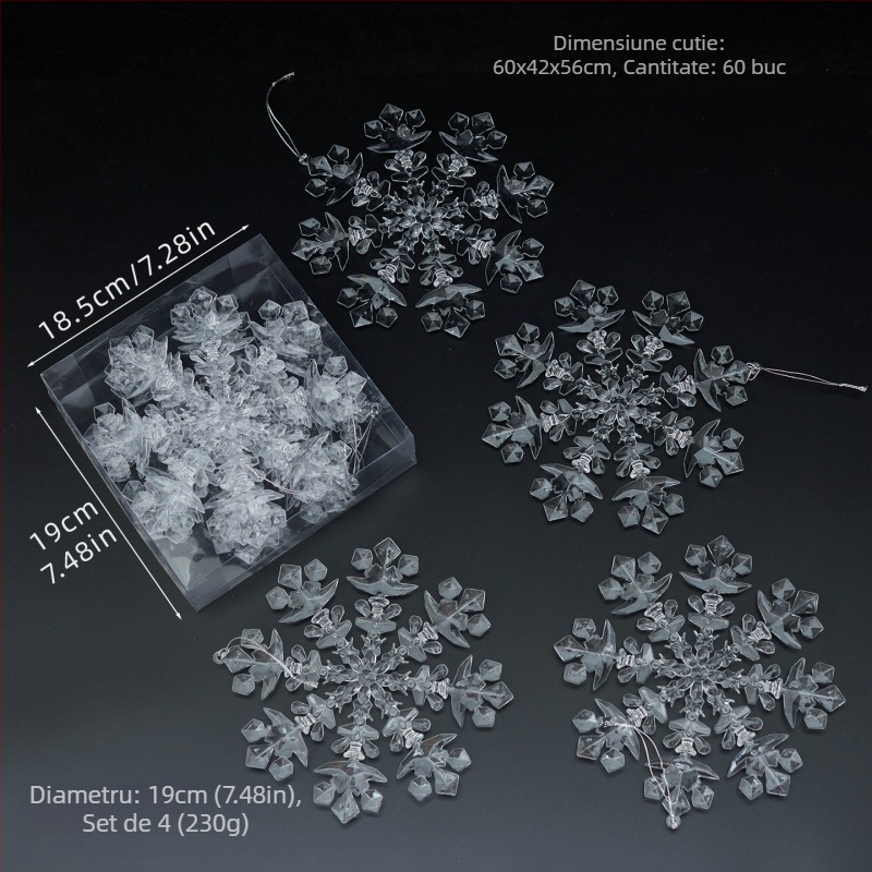 25 bucăți fulgi de zăpadă acrilic transparenți, pandantive pentru decorațiuni de Crăciun și nuntă, accesorii de agățat pentru aranjamente florale