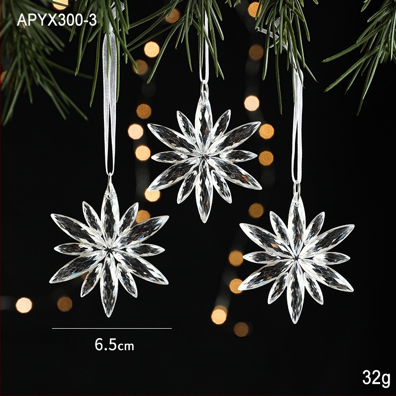 Pandant acrilic transparent cu motiv fulg de zăpadă și cerb pentru accesorii foto de Crăciun — plastic, pungă OPP, brand Hong Kong Heng