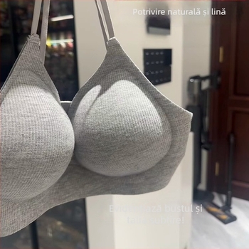 Sutien sport japonez, căptușit, fără închidere, din bumbac, cupe triunghiulare