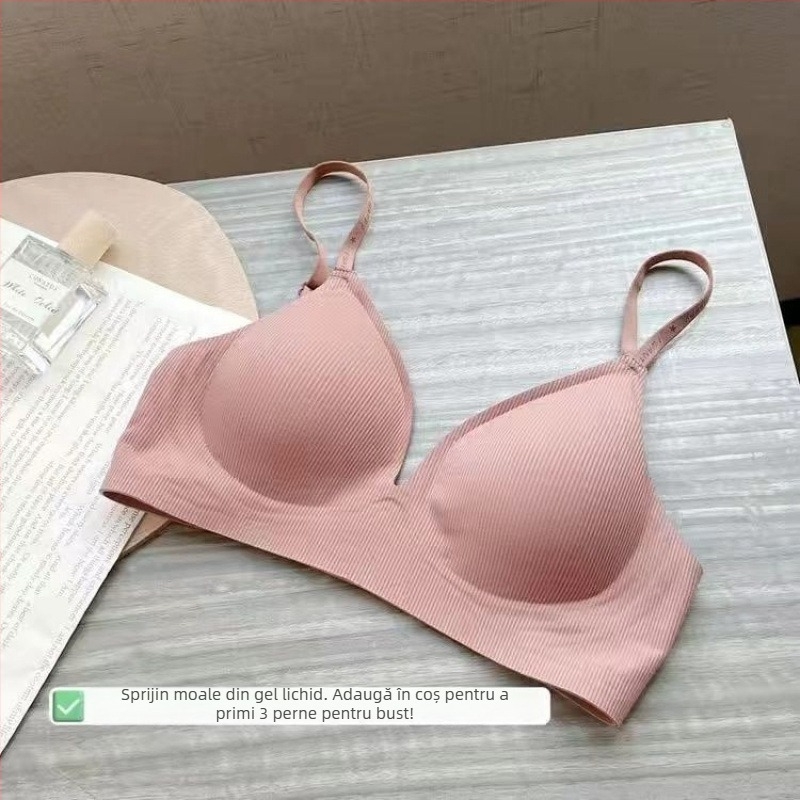 Sutien sport japonez, căptușit, fără închidere, din bumbac, cupe triunghiulare