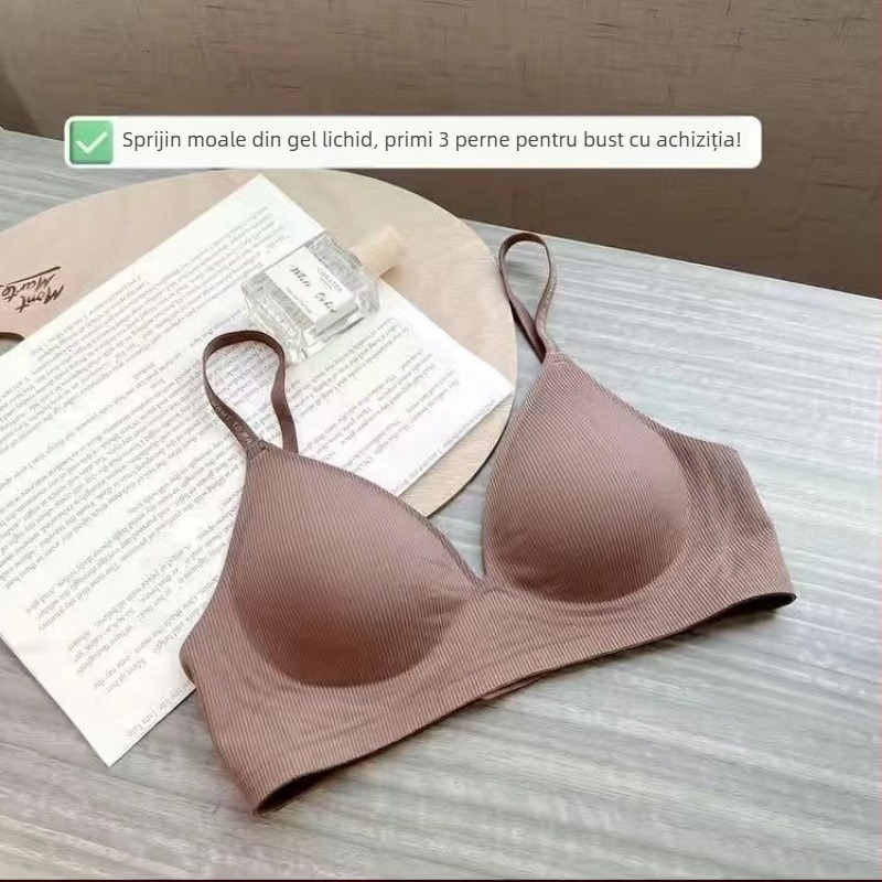 Sutien sport japonez, căptușit, fără închidere, din bumbac, cupe triunghiulare