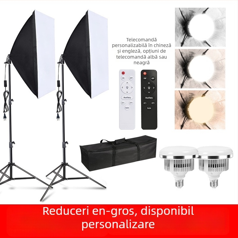 Lampă LED profesională pentru fotografie, în formă de ciupercă, cu telecomandă — reglabilă intensitatea luminoasă, temperatura culorii și iluminarea, pentru live streaming și fotografiere