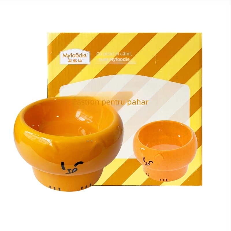 Vas ceramic dual pentru mâncare și apă pentru pisici — brand Naughty, fără alimentare automată