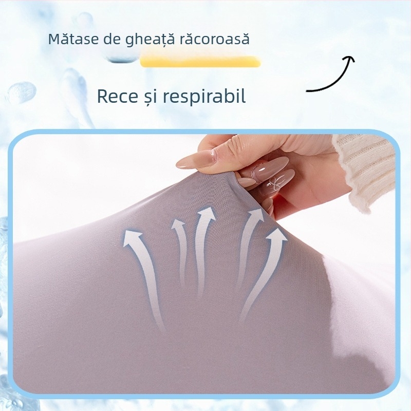 Pernă din spumă cu memorie, material Ice Silk, formă ondulată, utilizare generală