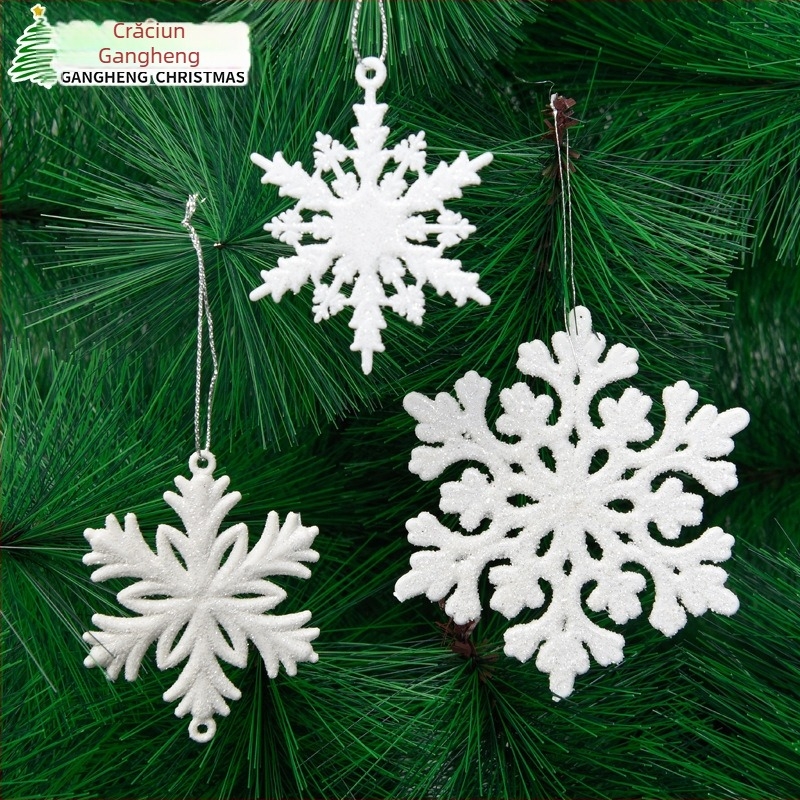 Fulgi de zăpadă din plastic pentru ornamente de brad – ambalaj: pungă OPP; material: plastic; personalizare: Da; etichetă privată licențiată: Da; marcă: Hong Kong Heng