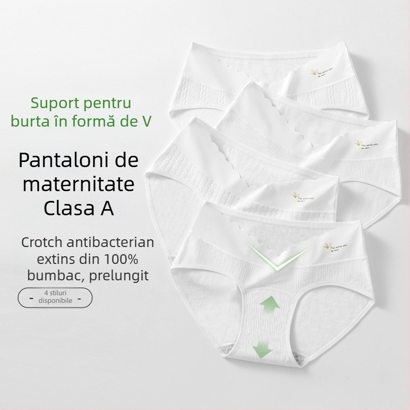 Chiloți de maternitate din bumbac – talie joasă, suport pentru burtă, respirabili, antibacterieni, pentru toate anotimpurile