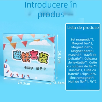 Set magnetic pentru științe primare pentru experimente cu busolă — materiale didactice; Domeniu: științe pentru școala primară; Utilizare: interior și exterior; Material: metal, magnet, plastic; Greutate: 234