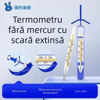 Termometru din sticlă fără mercur – pentru subraț, scară mare, pentru uz casnic