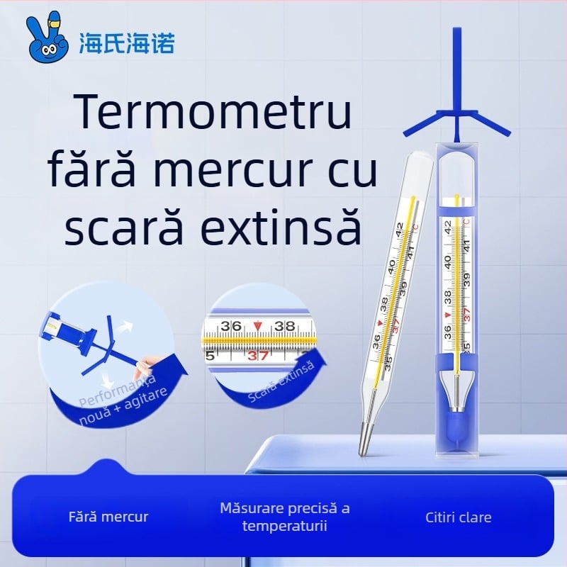 Termometru din sticlă fără mercur – pentru subraț, scară mare, pentru uz casnic