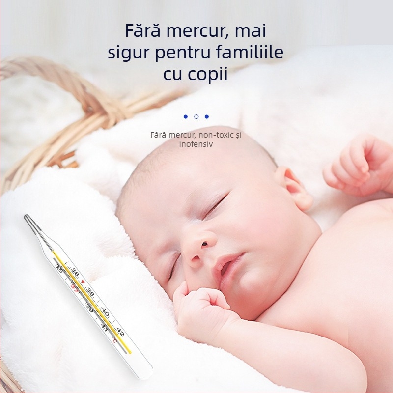 Termometru din sticlă fără mercur – pentru subraț, scară mare, pentru uz casnic