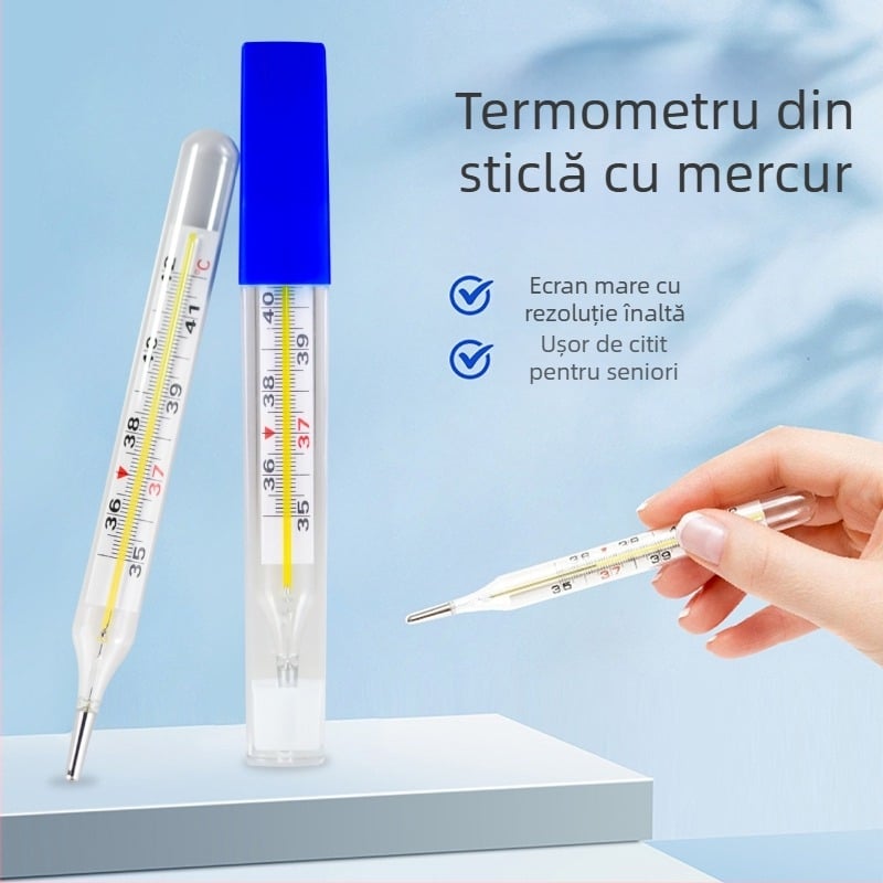 Termometru medical, cu ecran mare, din sticlă, Sanshan, ambalaj 1 cutie