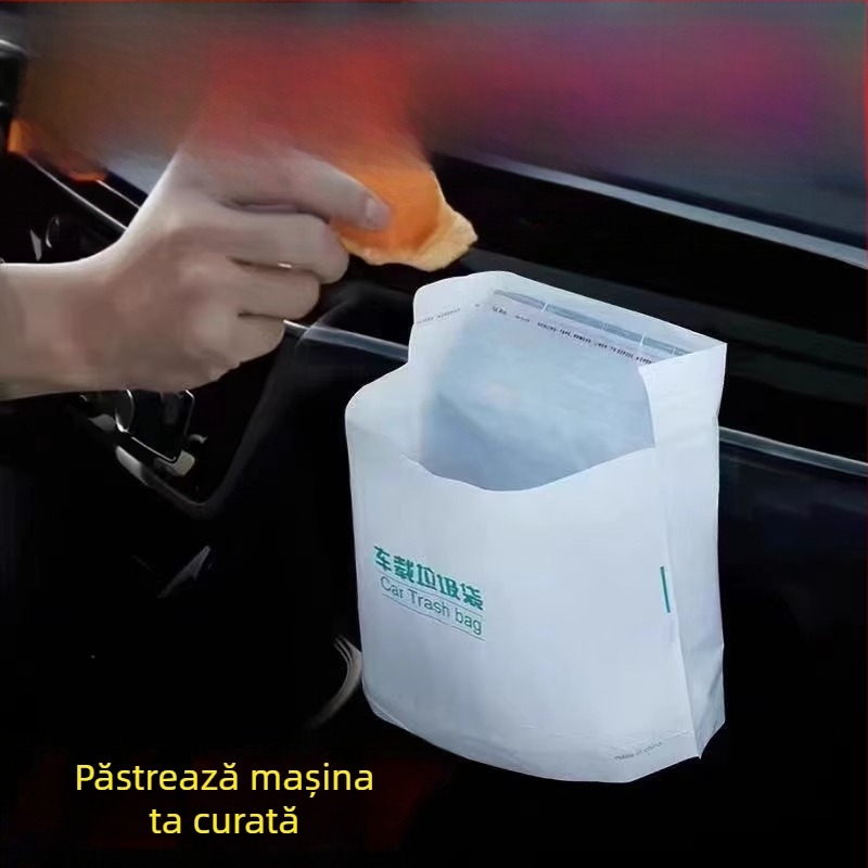 Qiwang Sac de gunoi pentru mașină — bază auto, montaj pe bord, impermeabil, recipient plastic de depozitare