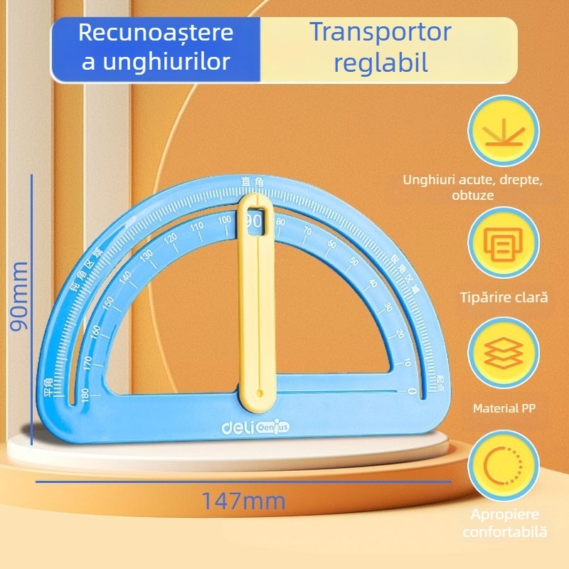 Model de ceas Deli pentru școala primară – materiale didactice pentru ceas și aritmetică, din plastic, potrivit pentru copii 4–6 ani.