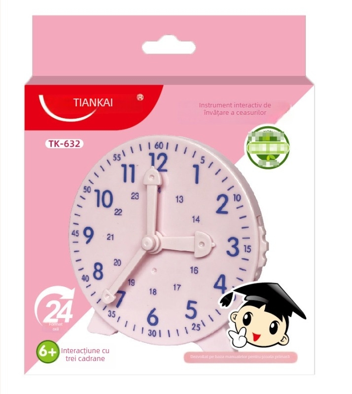 Model de ceas educațional pentru școala primară – cadran cu trei pini de legătură, din plastic, brand Telford, dezvoltare intelectuală, vârsta 7–14