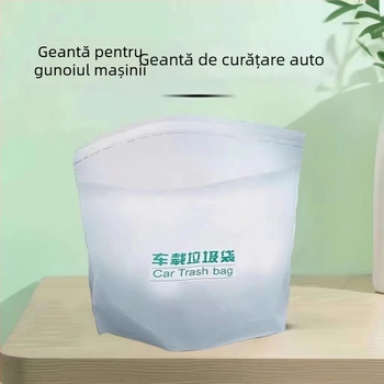 Coș de gunoi auto, cu montare pe bord cu bandă adezivă, cilindru din plastic impermeabil pentru saci de unică folosință
