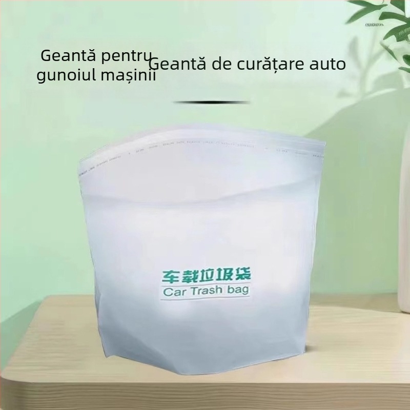 Coș de gunoi auto, cu montare pe bord cu bandă adezivă, cilindru din plastic impermeabil pentru saci de unică folosință