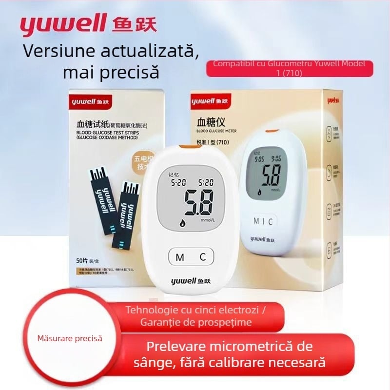 Glucometru I-Type 710, inteligent, automat fără cod, pentru uz casnic, cu benzi de test, brand Leap of Fish